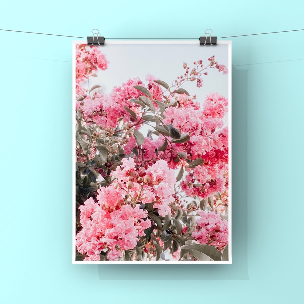 pink flower print 8x10in